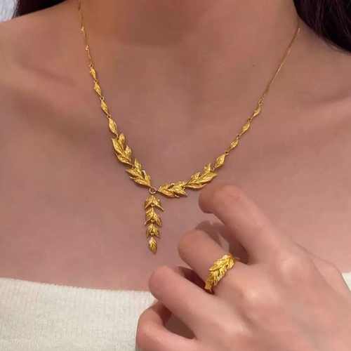 金枝玉叶项链仿真沙金黄金结婚仿三五金订婚婚嫁戒指手链金店同款