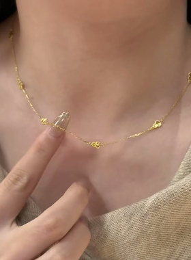 碎冰冰葫芦项链女仿真黄金沙金福禄轻奢高级感锁骨链新中式送女友