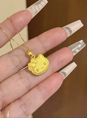 卡通KT猫项链仿真黄金两面可戴锁骨链金店同款少女心久不掉色吊坠