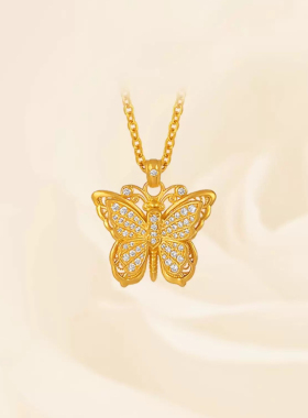 蝴蝶沙金项链女锁骨链