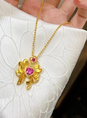 水冰月美少女蝴蝶结沙金吊坠