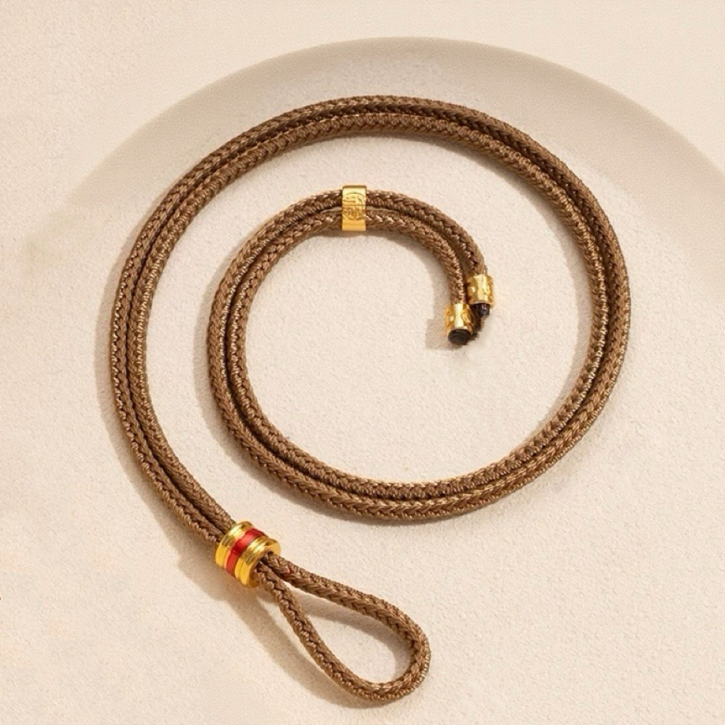 老铺同款黄金吊坠挂绳八宝罗盘编织绳平安扣绳葫芦免绑玉佩项链绳