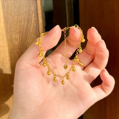 铃铛手链女仿真黄金沙金古法镀金手串传承久不掉色女式轻奢高级感