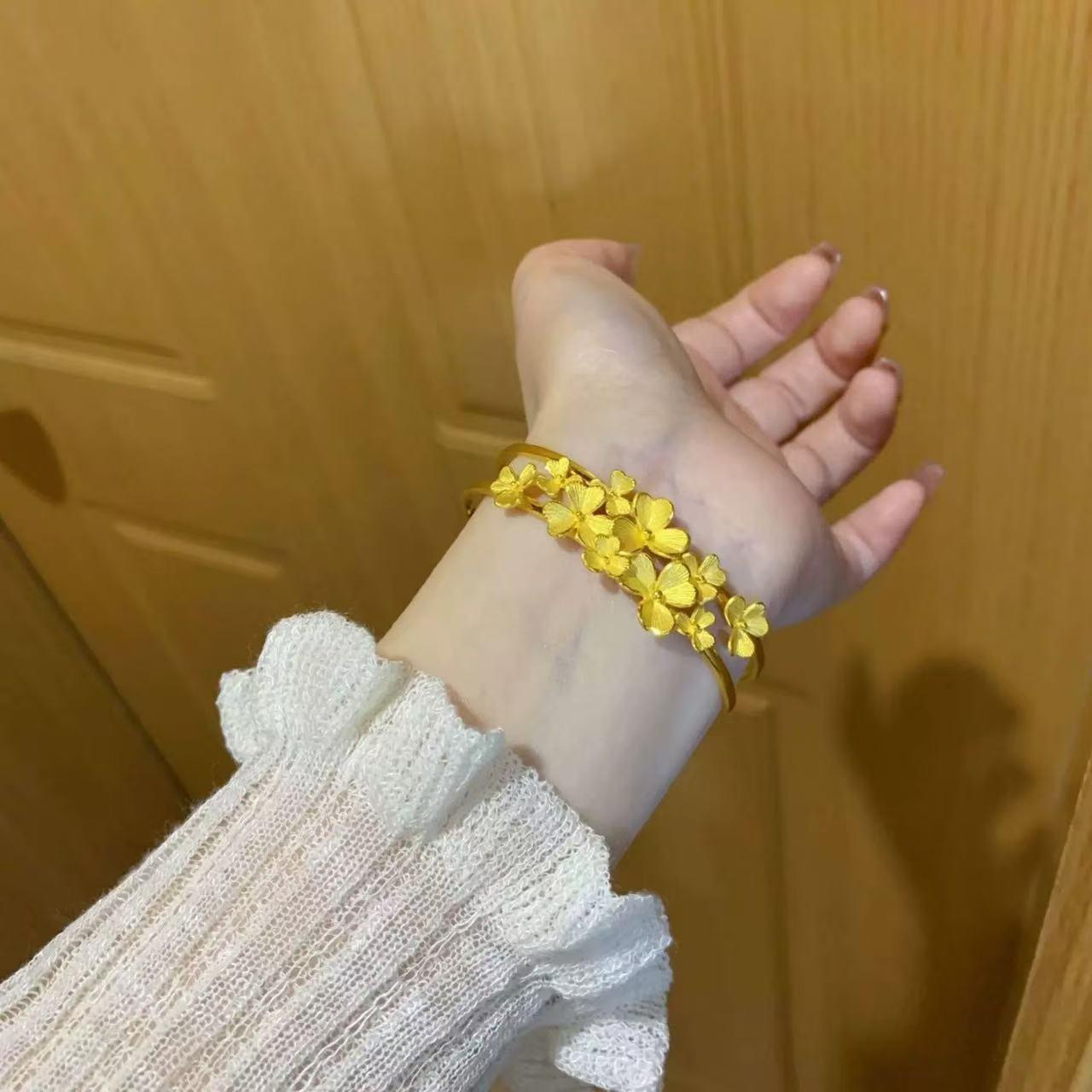 杏叶花朵沙金手镯婚嫁