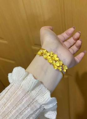 杏叶花朵沙金手镯婚嫁