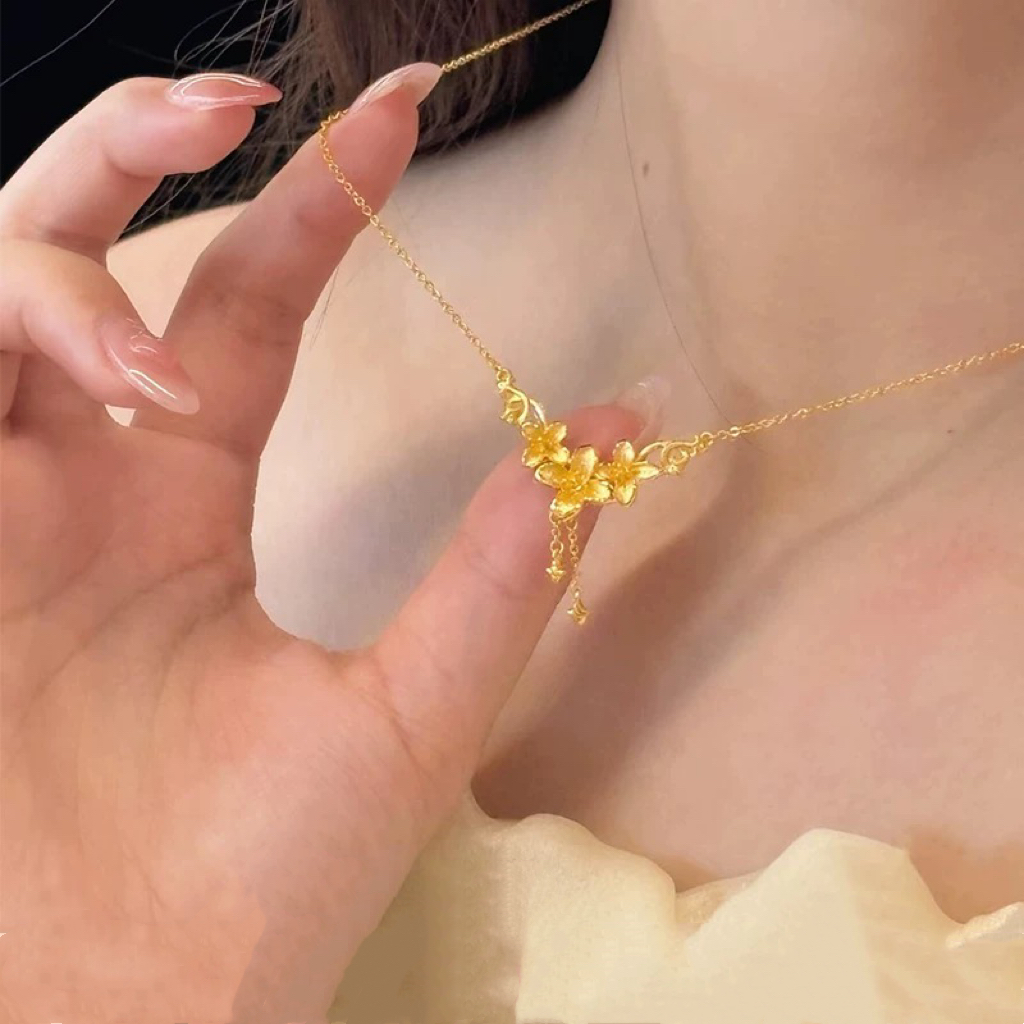 丁香花沙金项链花朵锁骨链