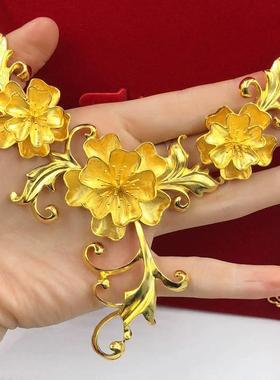 沙金三生花项链仿真三金五金