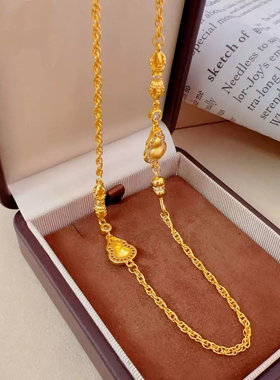 双葫芦麻花项链仿真黄金沙金绞丝链毛衣链万能链可任意搭吊坠配链