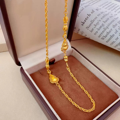 双葫芦麻花项链仿真黄金沙金绞丝链毛衣链万能链可任意搭吊坠配链
