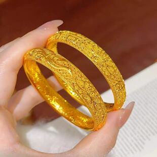 吉祥凤尾手镯仿真黄金婚嫁首饰婚庆国风新娘结婚三金订婚五金镯子