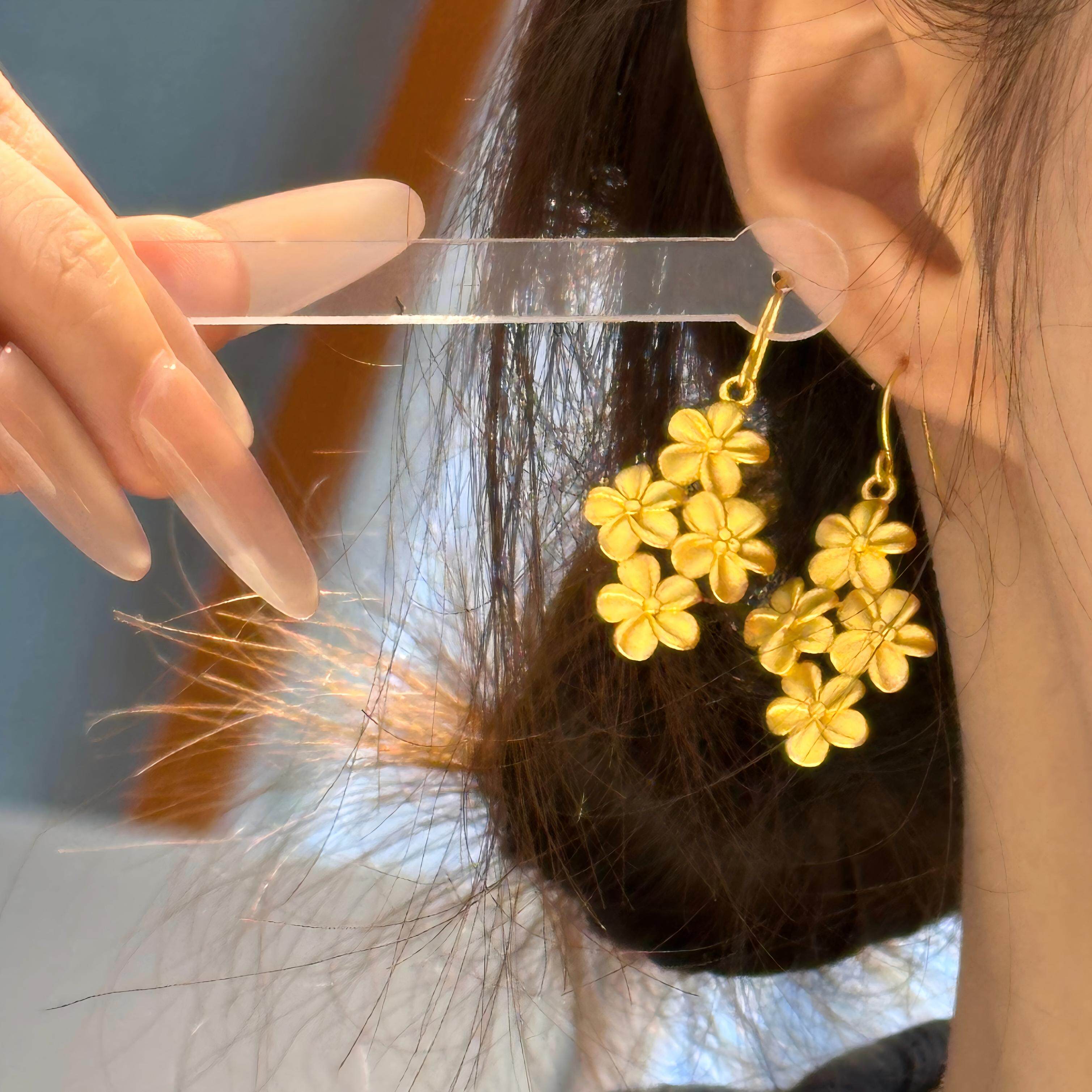 花朵沙金耳环仿真黄金色镀金婚嫁耳饰结婚三金订婚五金耳钩送女友