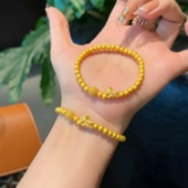 马上有钱沙金手链仿真黄金珠钻转运珠小马手串轻奢高级感金店同款