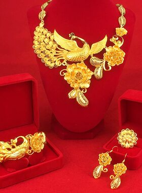 仿真黄金色花朵结婚长款耳环