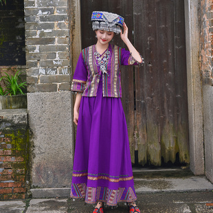 中国风少数民族传统舞蹈舞台演出服异域风情秋季德昂族服装套装裙