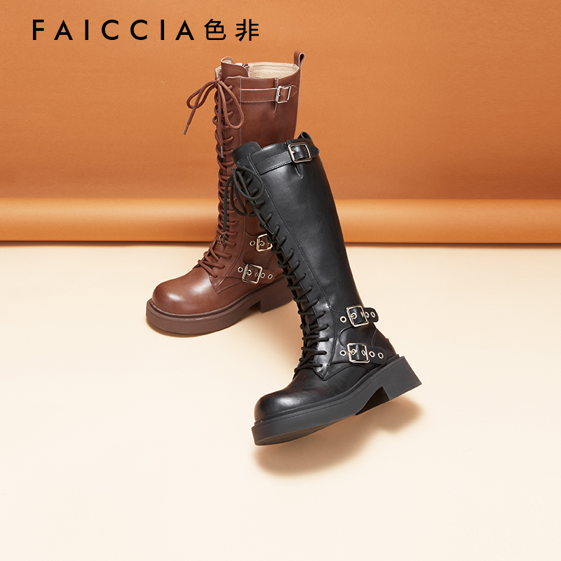 时尚休闲粗跟圆头马丁靴