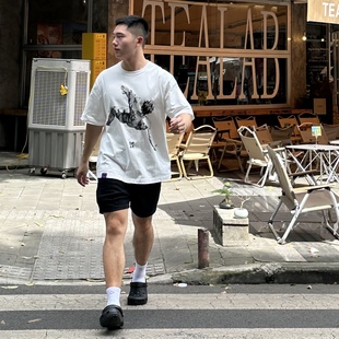 OFAK 《坠落》文艺复兴古典人物复古潮流原创双穿卷袖短袖印花tee