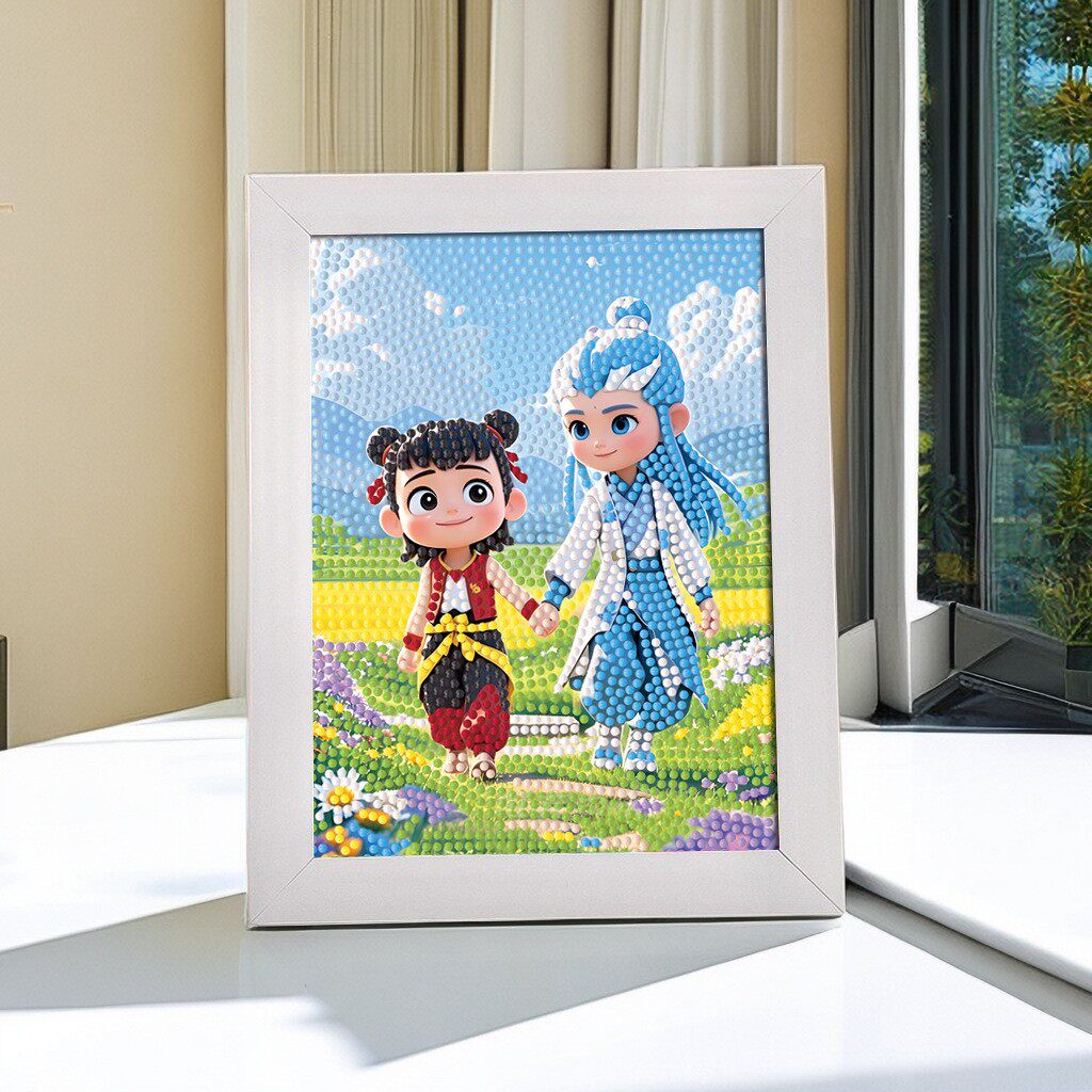 哪吒钻石框画儿童手工创意小摆台图片