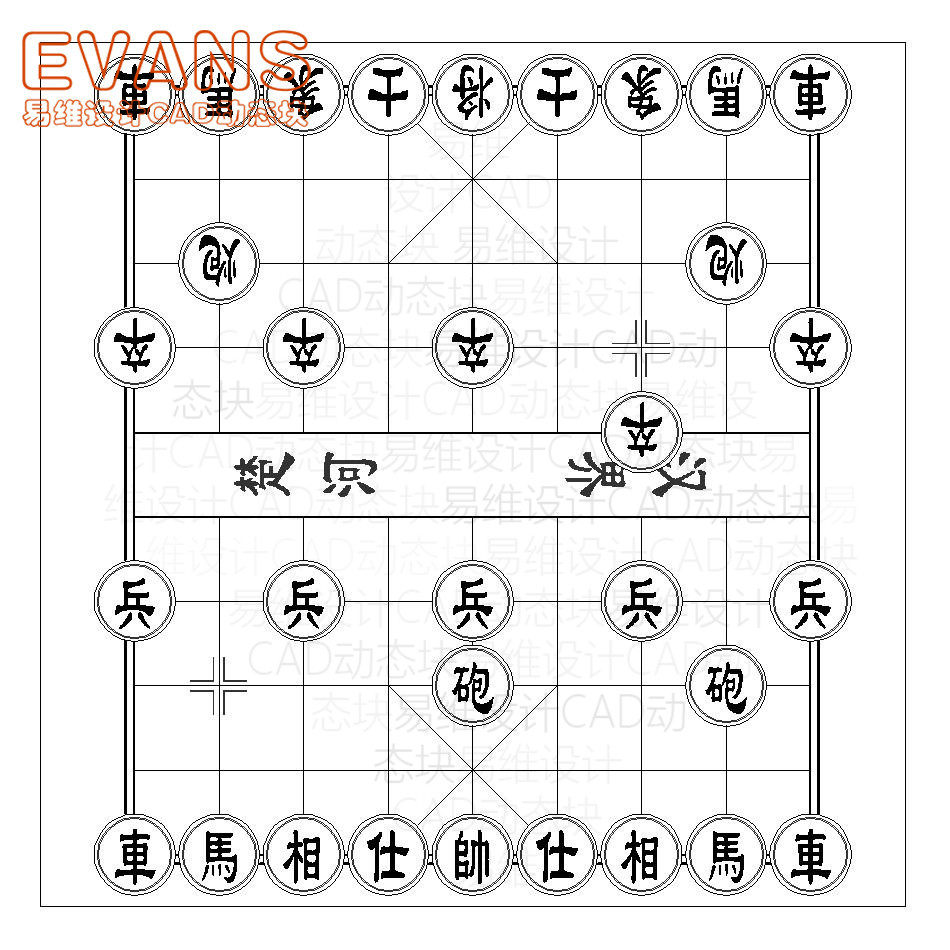 中国象棋五子棋围棋棋盘CAD动态块电子版 矢量图纸设计精品模型