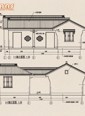10.5x11.4公共卫生间及管理用房cad建筑施工图80.3平中式仿古建筑