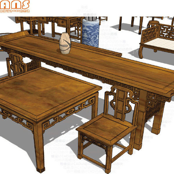 中式家具SU模型电子版 3维立体草图大师Sketchup桌椅家具素材资料