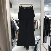 子98216 女高腰显瘦休闲西裤 假两件微喇叭屁帘裤 欧洲站2026春款