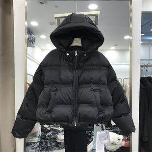 欧洲站羽绒服女短款连帽2025冬季韩版保暖小个子90白鸭绒外套9918