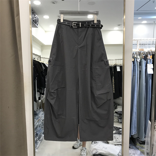 3R3正版大口袋工装阔腿裤女夏2026新款百搭休闲弯刀气球裤潮66951