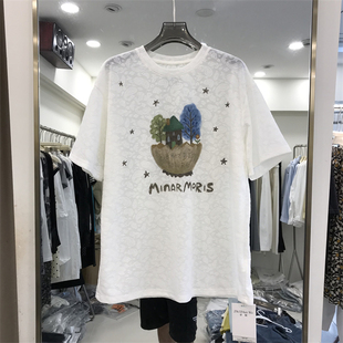 ZW卓娃印花短袖t恤女2026夏新款设计感小众宽松慵懒百搭上衣7161