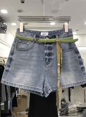 MOK欧洲站牛仔短裤女配腰带2026夏季新款高腰显瘦A字阔腿热裤6335