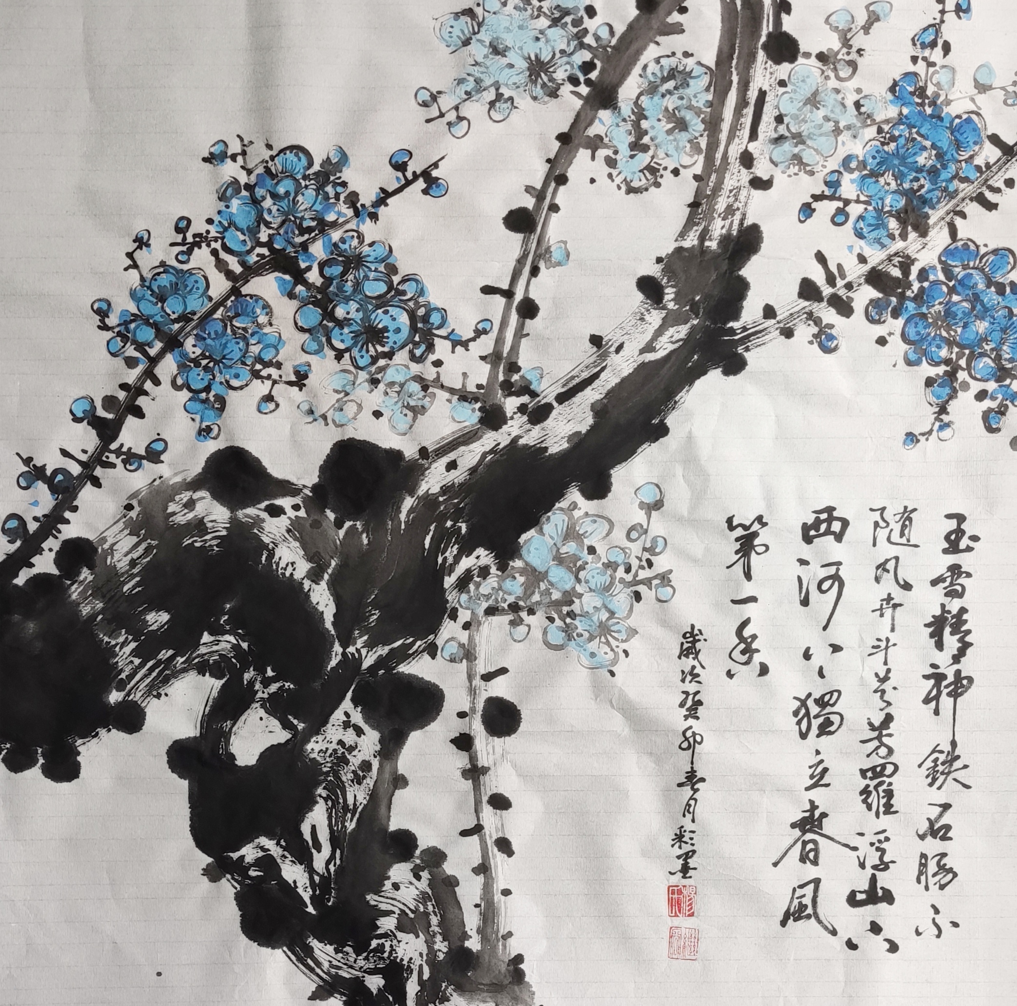 纯手绘写意画国画梅花68*68cm四尺斗方手绘办公室卧室客厅写意