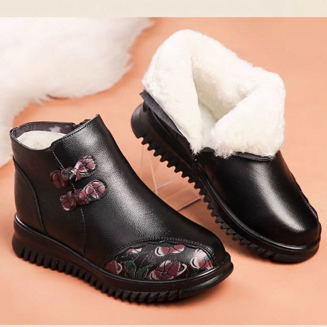 冬季妈妈鞋棉鞋真皮羊毛软底防滑中老年短靴加绒保暖老人奶奶女鞋,女鞋,时尚雪地靴,淘宝优惠券,粉丝福利购,淘宝优惠卷