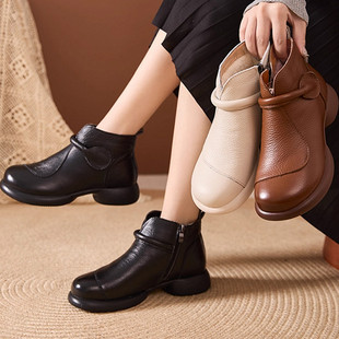 妈妈鞋加厚软底软面女鞋冬季加绒保暖棉鞋防滑中老年短靴女士鞋子