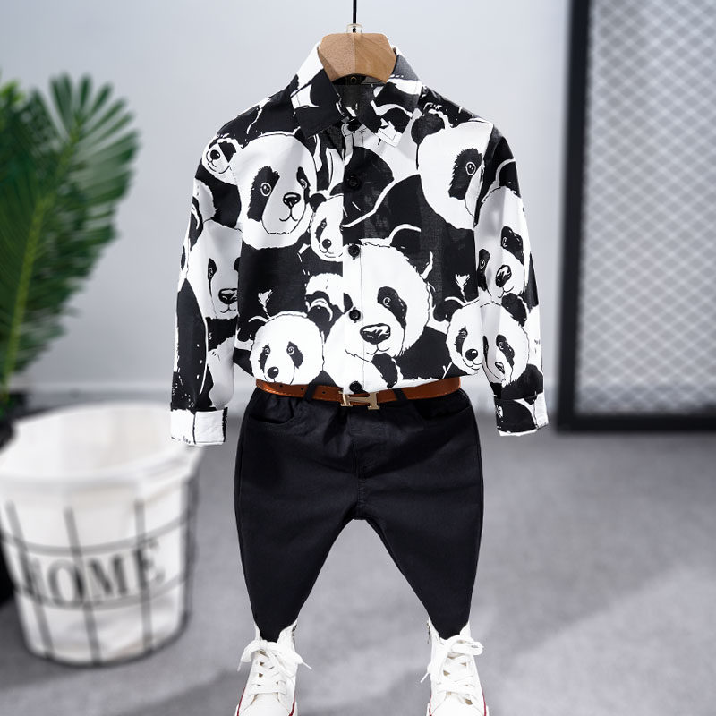 新款熊猫卡通图2-8个性风衬衫