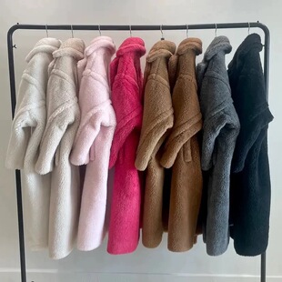 欧美新品2026年M家同款泰迪熊大衣女皮草颗粒羊驼绒teddy外套女