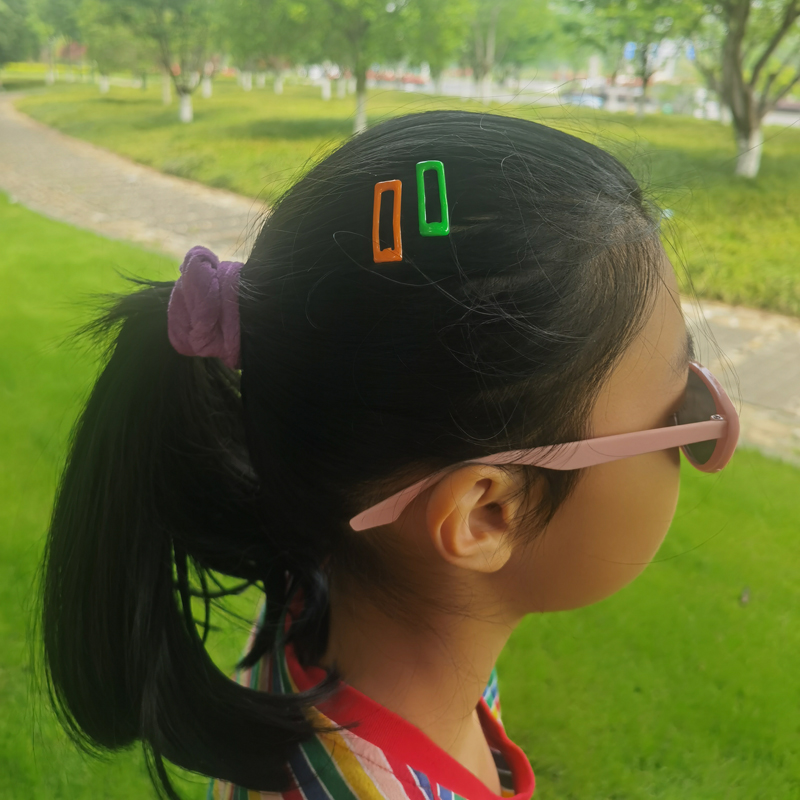 混色儿童多巴胺迷你方形彩色发夹