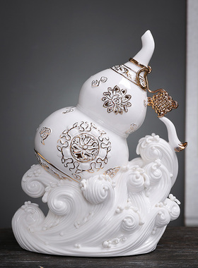 德化陶瓷龙龟招财办公室摆件