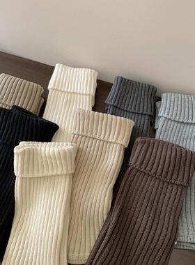 秋冬灰色系羊毛袜套Miu咖色中筒堆堆袜女加厚保暖半截腿套小腿袜