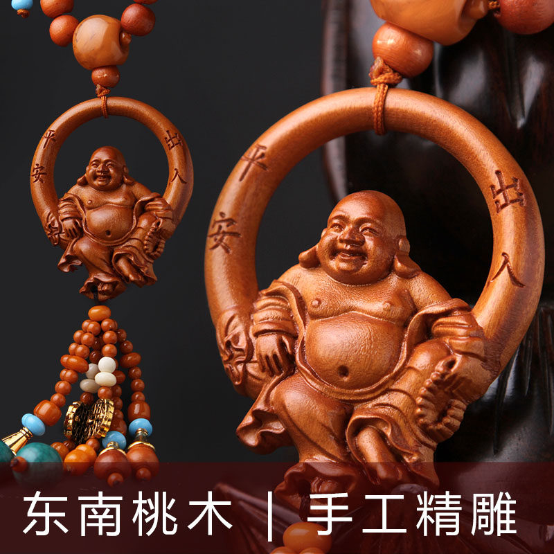 桃木雕刻佛公观音出入平安挂件