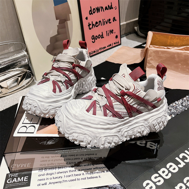 爱米高官方旗舰店松糕轮胎老爹鞋女2025新款复古时尚绑带百搭运动