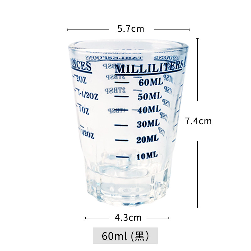 Lead-free Italian glass graduated measuring cup, double-sided measuring cocktail ounce cup, espresso measuring cup 45/60ml thumbnail 3