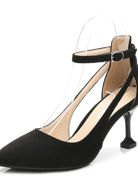 7cm 反串高跟鞋 男士 尖头腕带酒杯跟 中跟 CD大码高跟鞋35-46码