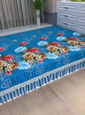 牛奶绒正反两用红色榻榻米盖大炕毯一面绒一面棉农村土炕电热炕罩