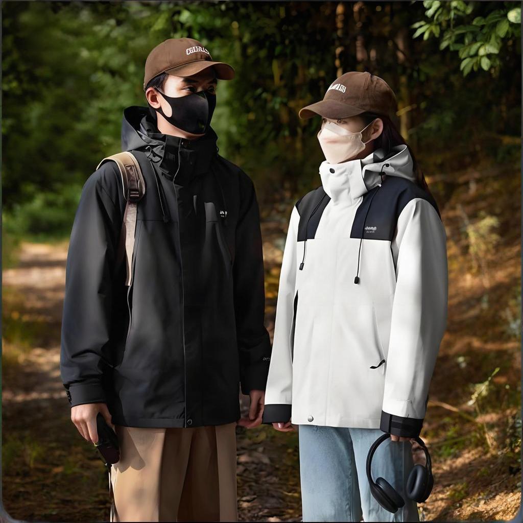 JEEP吉普三合一冲锋衣男款2024新款户外防风防水秋冬季加绒登山服