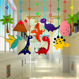 饰走廊教室卡通恐龙动物创意吊顶件 开学幼儿园空中吊饰环创挂饰装