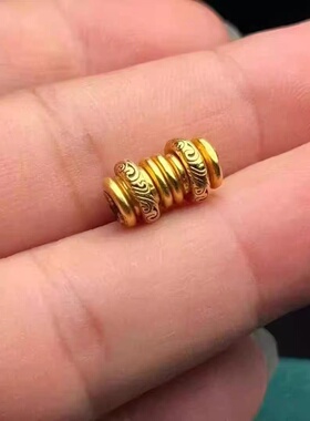 藏式镀24k金唐草金色万向轴三通连接轴DIY文玩配饰百香星月菩提