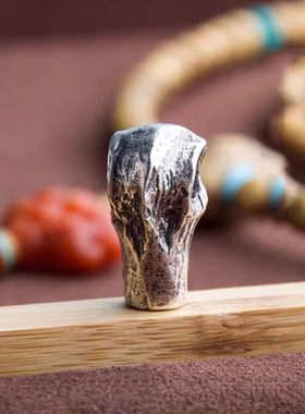 10mm藏式925纯银手工傲骨三通佛头星月百香籽金刚文玩配件diy配饰