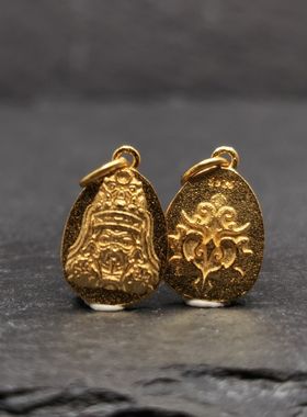 S925纯银24K金扎基拉姆吊坠挂件文玩配饰108diy手串百搭配件