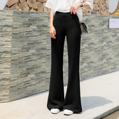 新品 显瘦长裤 女裤 2020春夏季 黑色低腰微喇叭时尚 修身 子抗皱休闲裤