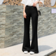新品 显瘦长裤 女裤 2020春夏季 黑色低腰微喇叭时尚 修身 子抗皱休闲裤