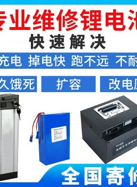 维修电瓶车锂电池组24v36v48v两轮50a原自行车安装助动力磷酸铁锂